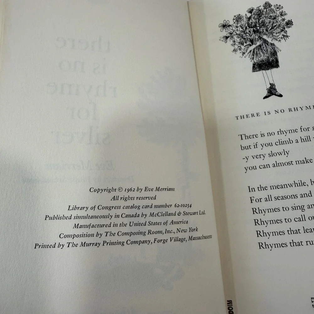 There‎ Is No Rhyme for Silver Eve Merriam 1962 First Edition Poetry Hardcover